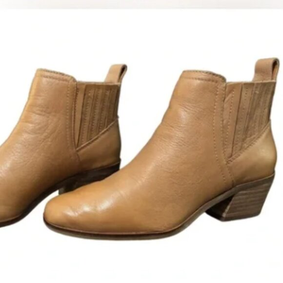 Lucky Brand Brown Tan Ilisse Leather Ankle Bootie Cowboy Slip On - Picture 4 of 16